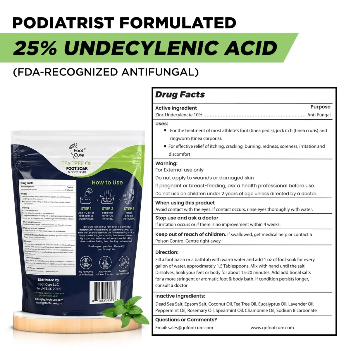 FOOT CURE Tea Tree Oil Epsom Salt Foot Soak 473ml (16 Fl Oz) | Softens Calluses & Refreshes Tired Feet - view 6