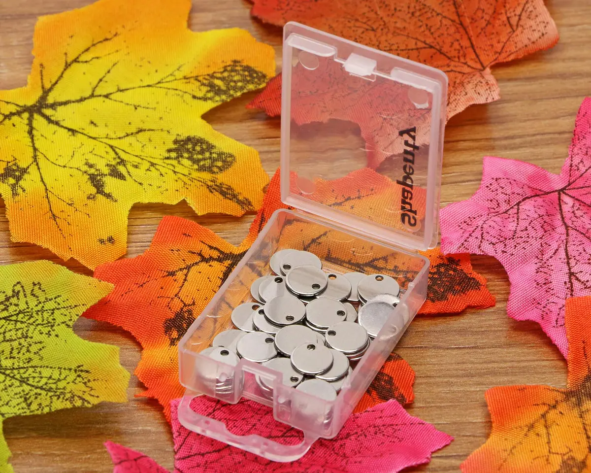 Shapenty Small Round Stainless Steel Flat Blank Stamping Tag Pendants 8MM | DIY Jewelry Charms - view 5