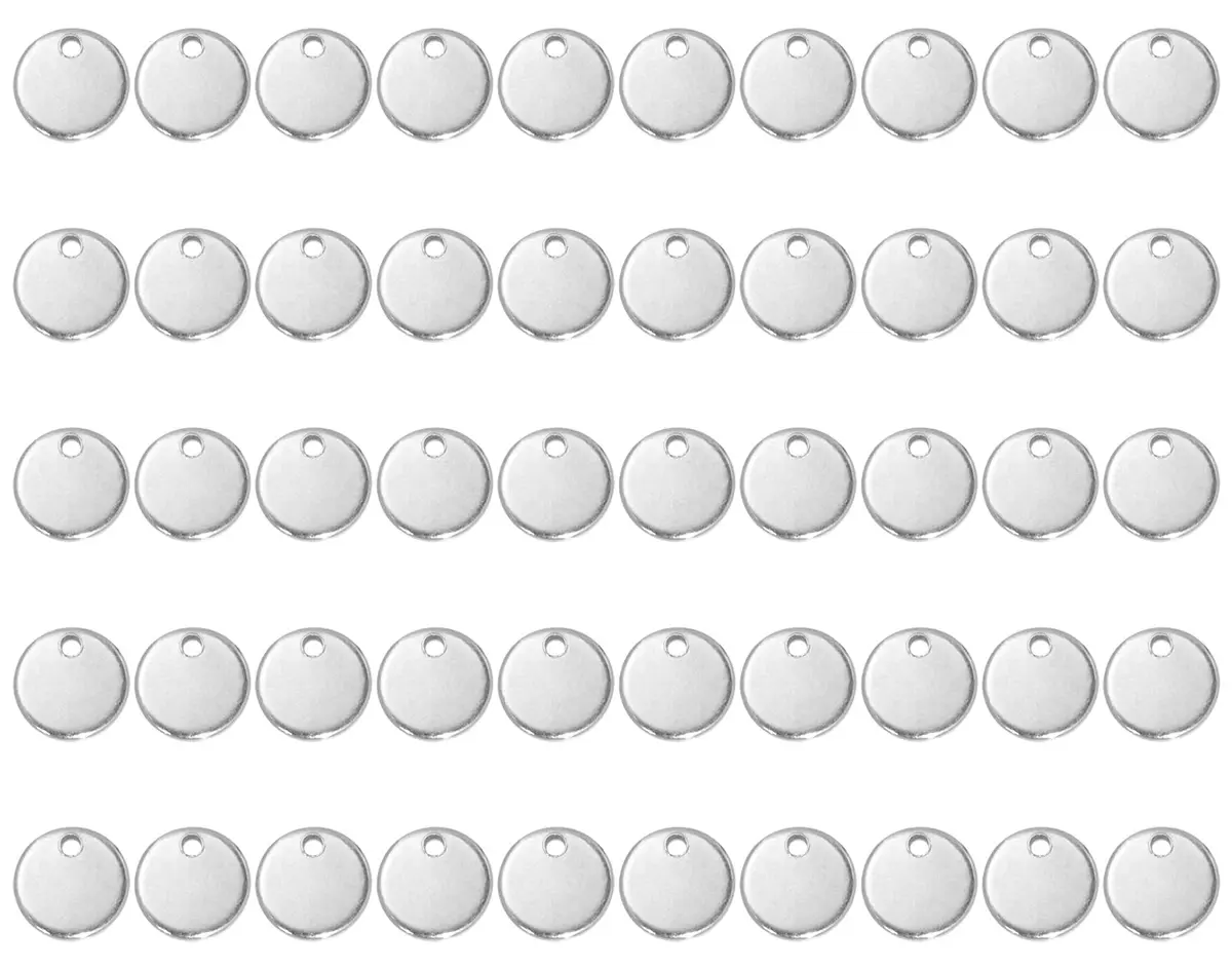 Shapenty Small Round Stainless Steel Flat Blank Stamping Tag Pendants 8MM | DIY Jewelry Charms - main product image