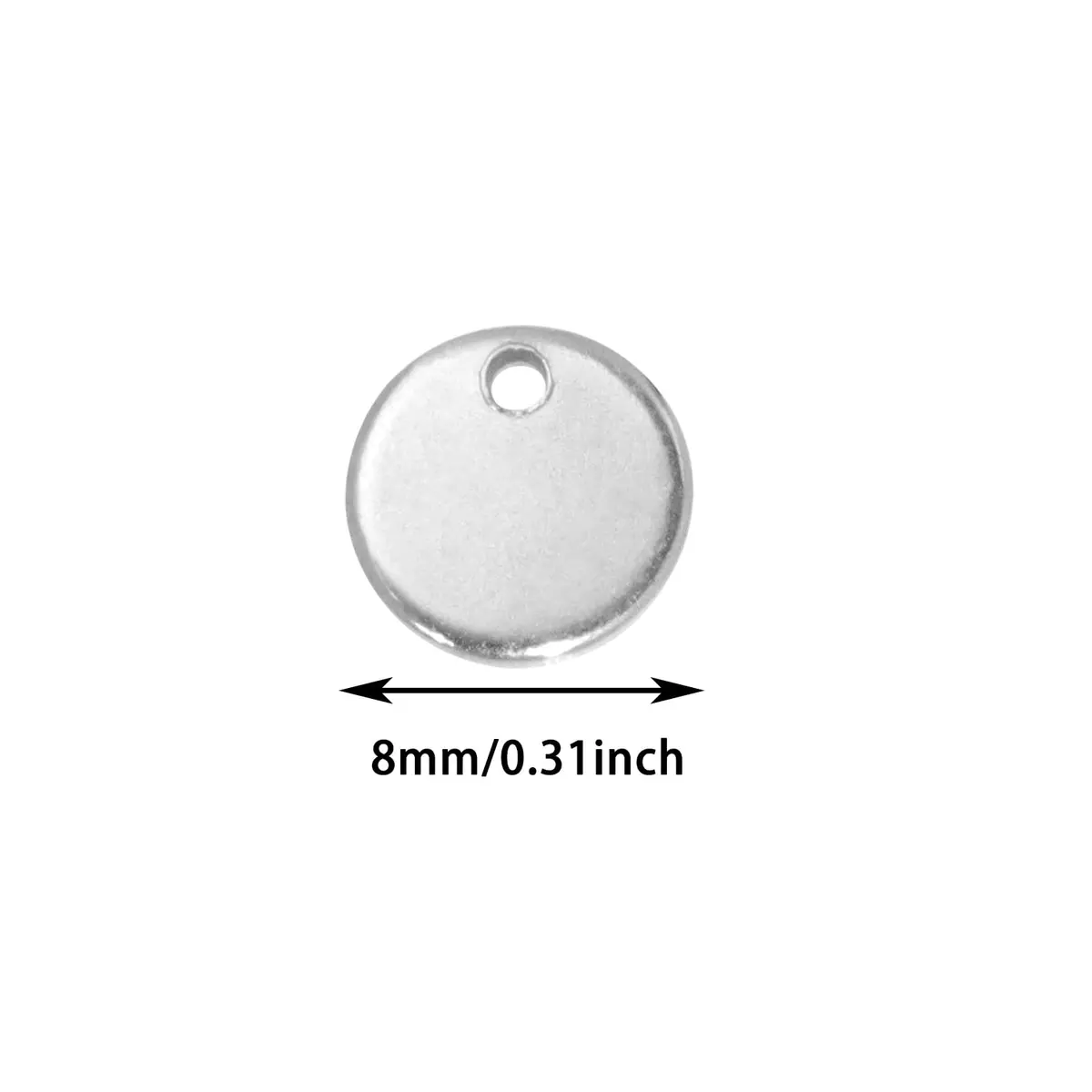 Shapenty Small Round Stainless Steel Flat Blank Stamping Tag Pendants 8MM | DIY Jewelry Charms - view 2