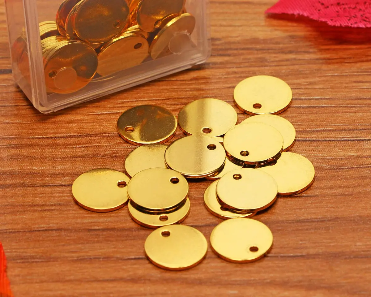 Shapenty Small Round Stainless Steel Flat Blank Stamping Tag Pendants 10MM | DIY Jewelry Charms - view 2