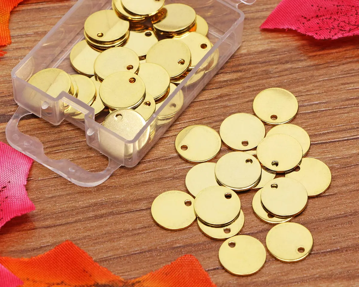 Shapenty Small Round Stainless Steel Flat Blank Stamping Tag Pendants 10MM | DIY Jewelry Charms - view 3