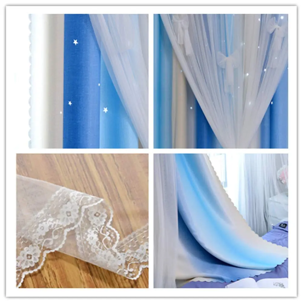 Yancorp Rainbow Curtains for Girls Bedroom 52"W x 84"L | Starry Sky Effect with Grommet Top - view 2
