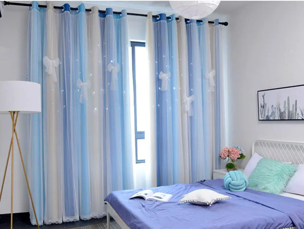 Yancorp Rainbow Curtains for Girls Bedroom 52"W x 84"L | Starry Sky Effect with Grommet Top - view 4