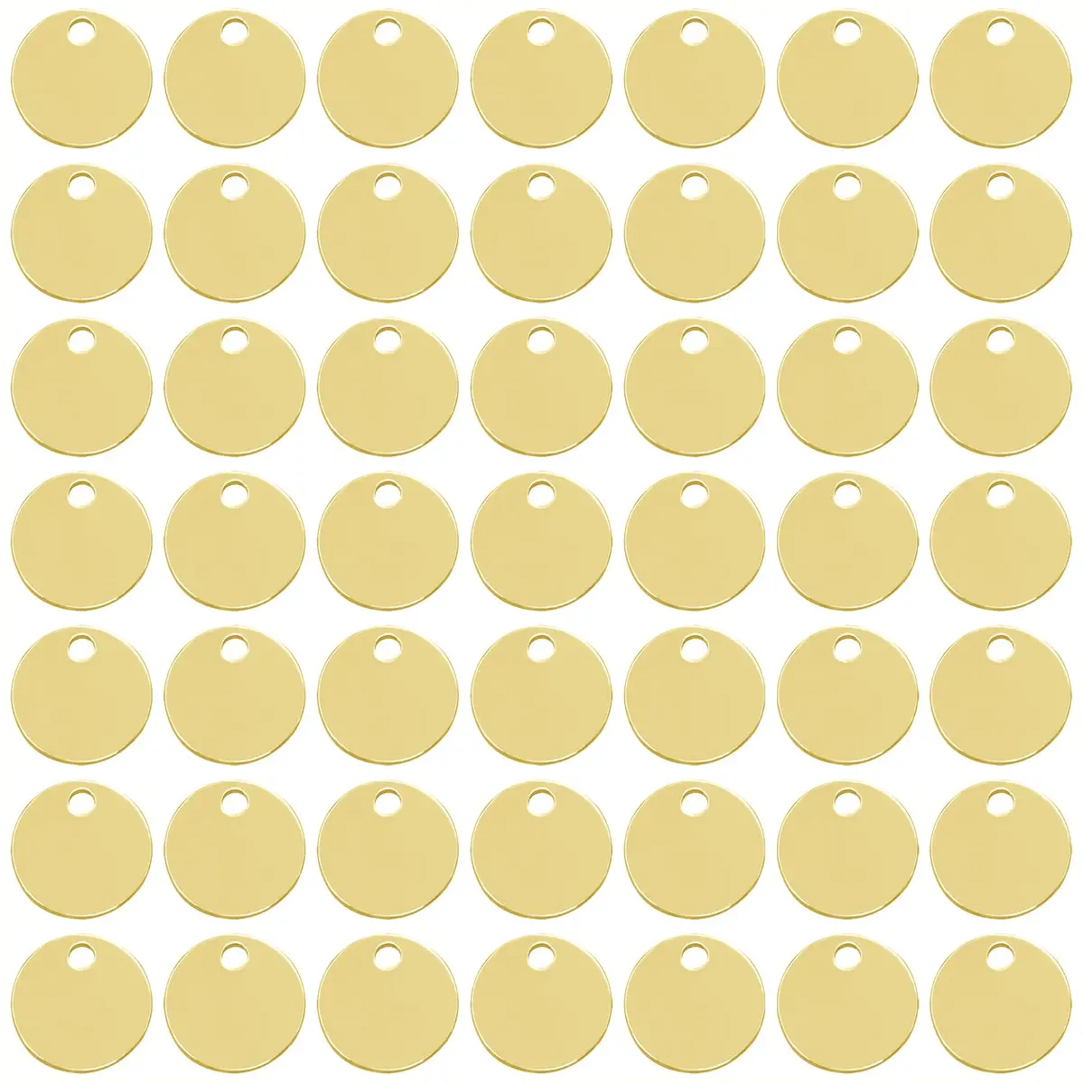 Shapenty 8mm Gold Round Stainless Steel Stamping Charms (50PCS) | Jewelry Making Supplies - main product image