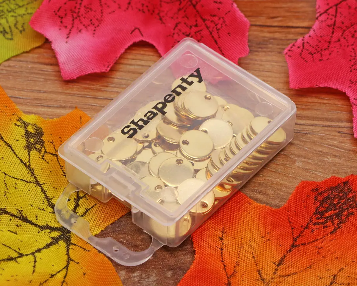 Shapenty 8mm Gold Round Stainless Steel Stamping Charms (50PCS) | Jewelry Making Supplies - view 6