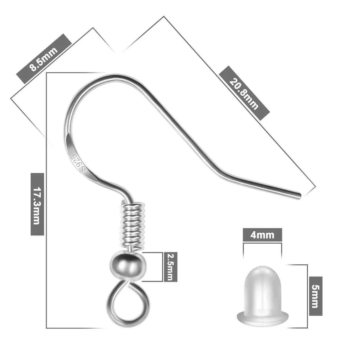 MENKEY Sterling Silver Earring Hooks 120 PCS | Hypoallergenic Jewelry Findings for DIY - view 2