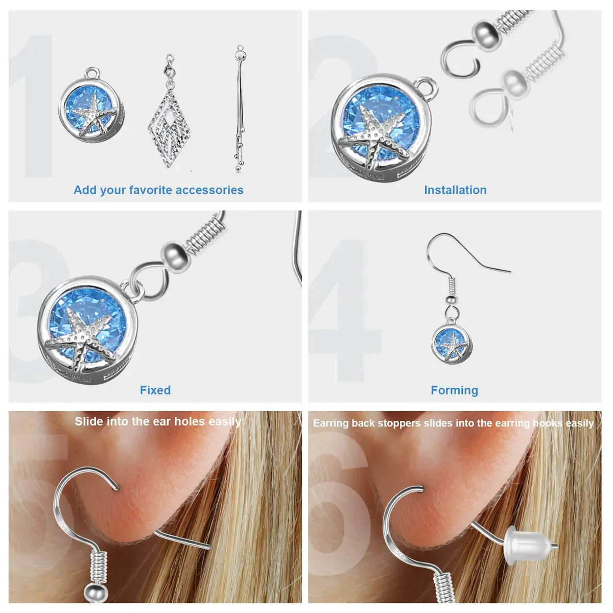 MENKEY Sterling Silver Earring Hooks 120 PCS | Hypoallergenic Jewelry Findings for DIY - view 4