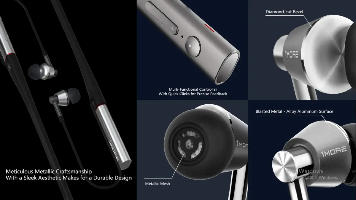 1MORE Triple Driver Neckband Earbuds Gold, Silver | Hi-Res LDAC Wireless Sound Quality - view 4