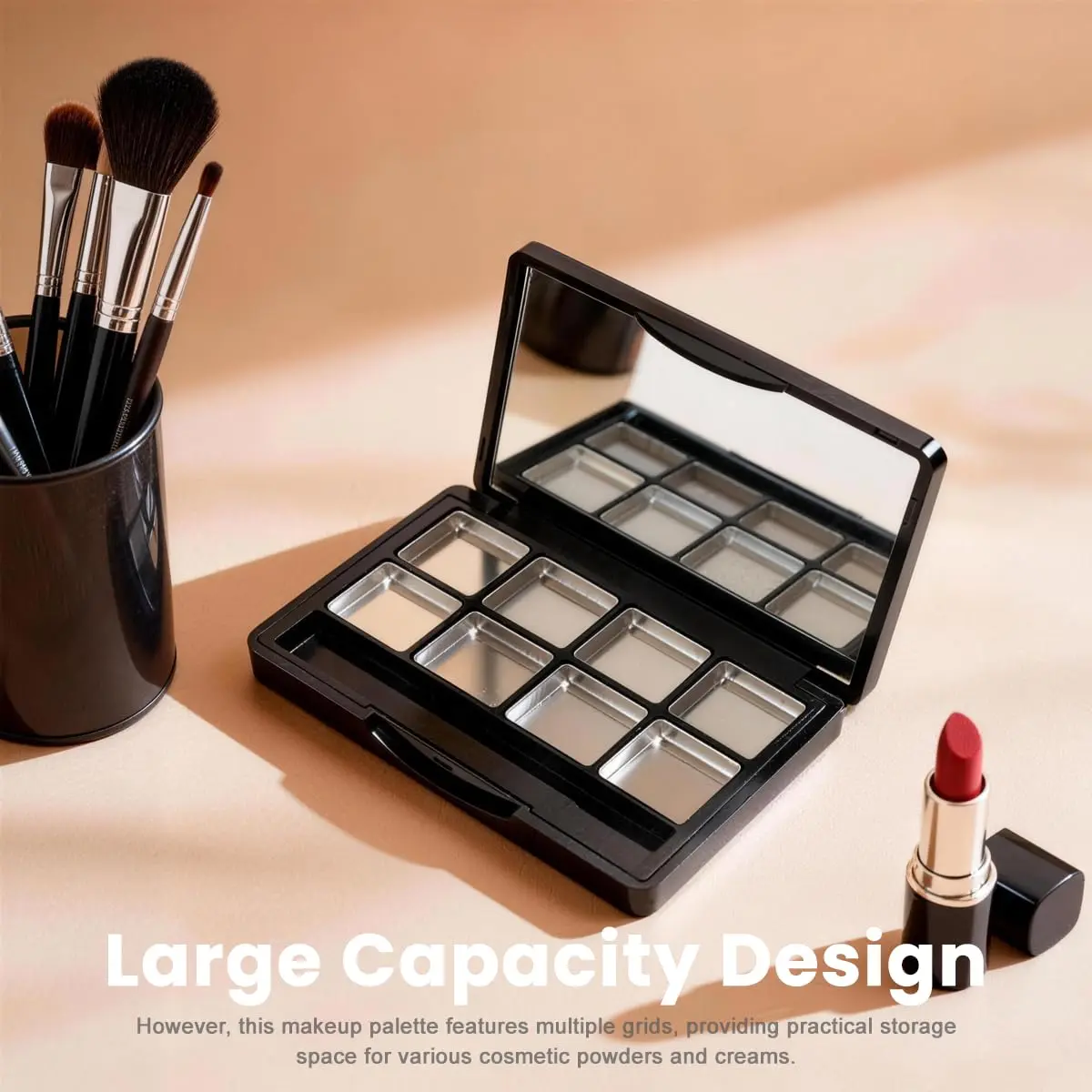 Elandy Cosmetic Case Black 90*58*11mm | Portable DIY Makeup Organizer with Mirror - view 7
