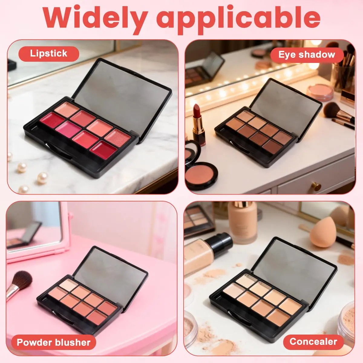 Elandy Cosmetic Case Black 90*58*11mm | Portable DIY Makeup Organizer with Mirror - view 4
