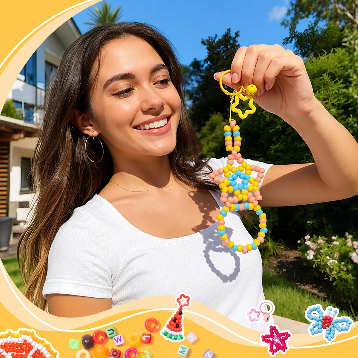Simetufy Pony Beads 3600Pcs Rainbow Plastic Beads | Assorted Colors for DIY Crafts - view 6