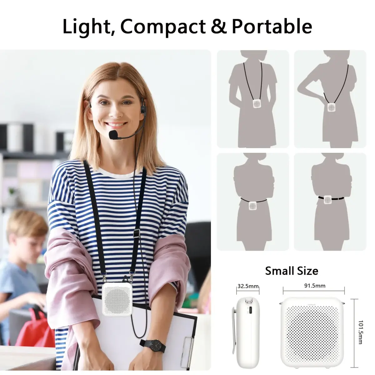 Norwii Portable Voice Amplifier with Wired Microphone Headset | 10W Loud & Clear Sound - view 9