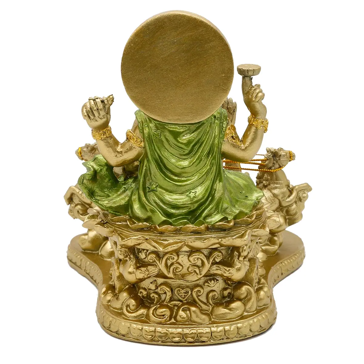 alikiki Lord Surya Statue - Antique Gold Polystone 19.05cm (7.5") | Hand-Painted Hindu God Idol - view 9