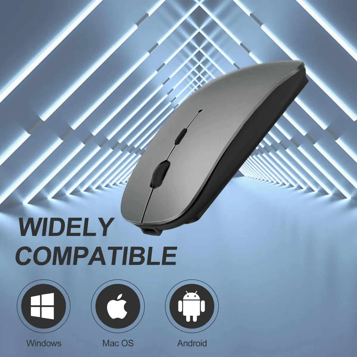 KLO Rechargeable Bluetooth Mouse 4 Modes | Silent, 1600 DPI, Type-C/USB/BT5.2 | Grey - view 6