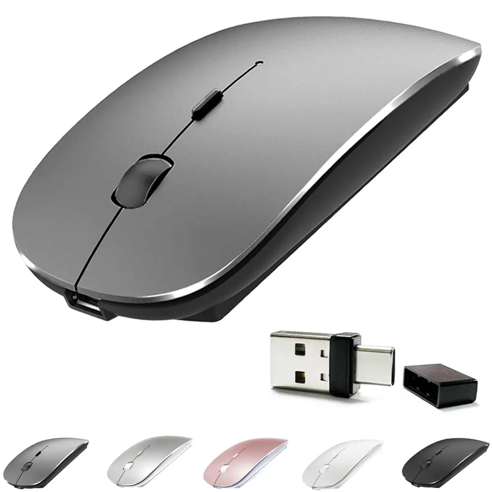 KLO Rechargeable Bluetooth Mouse 4 Modes | Silent, 1600 DPI, Type-C/USB/BT5.2 | Grey - main product image