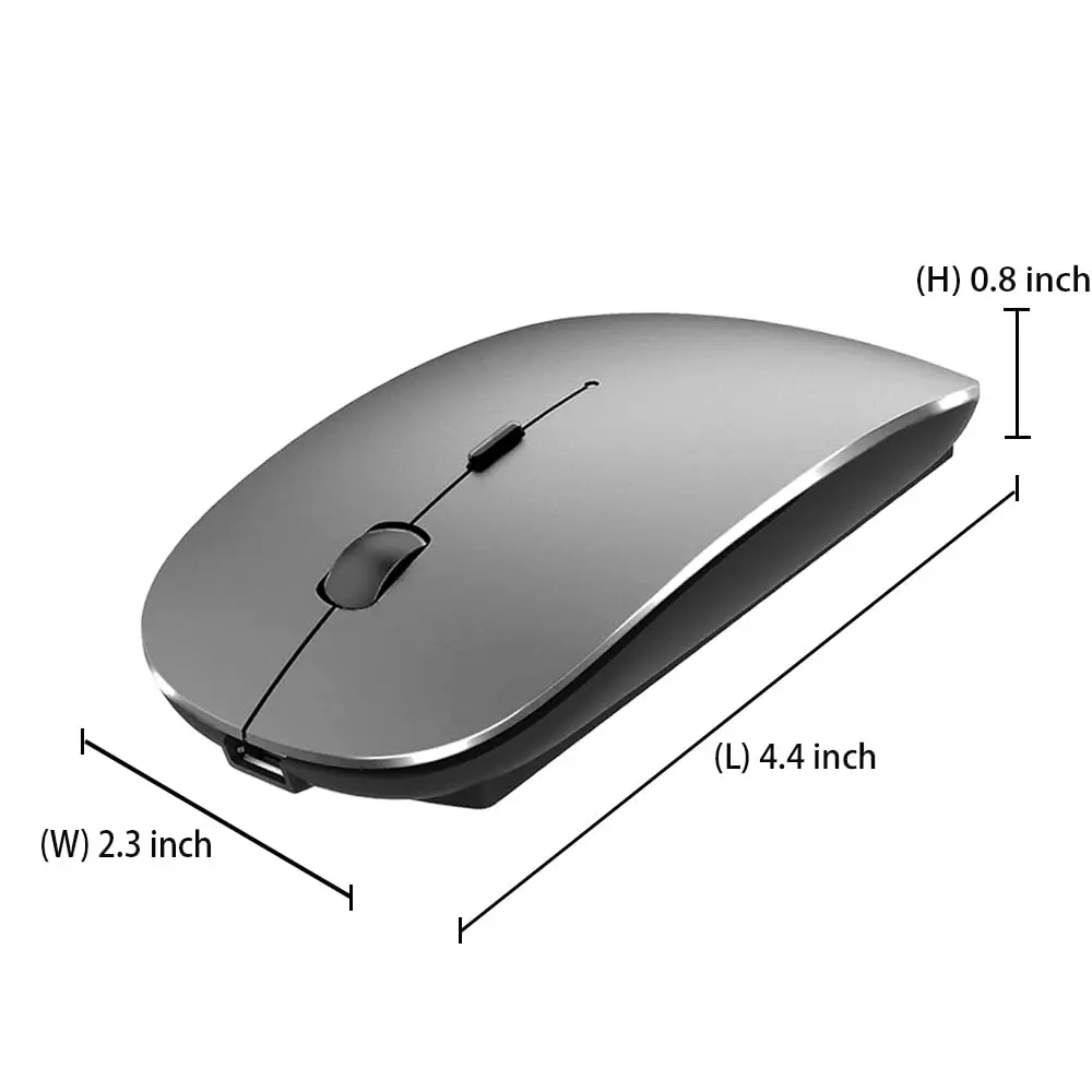 KLO Rechargeable Bluetooth Mouse 4 Modes | Silent, 1600 DPI, Type-C/USB/BT5.2 | Grey - view 7
