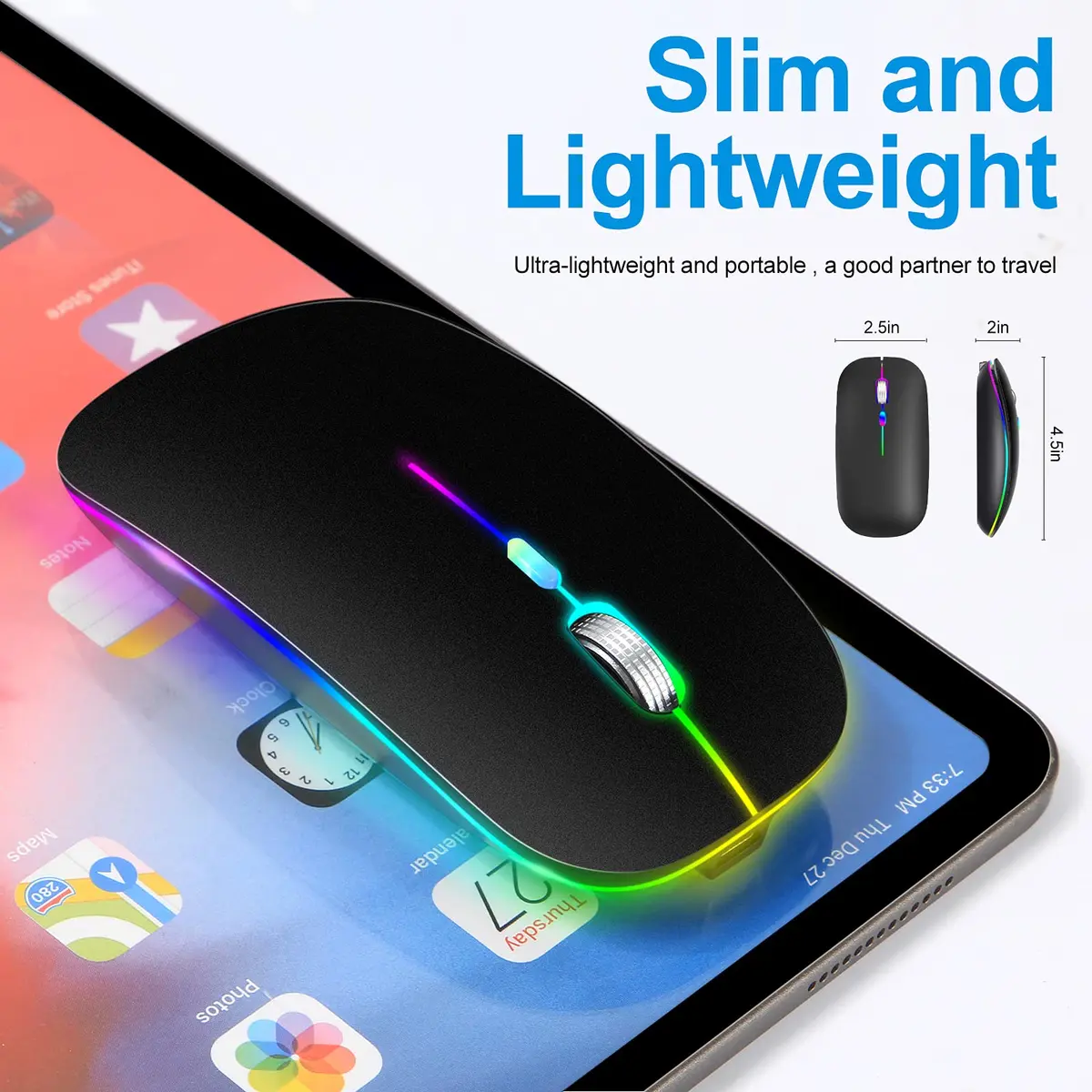 KLO Rechargeable Bluetooth Mouse | Dual Mode, 4 Connection Types, Silent, 1600 DPI, Compatible with Mac & Windows - view 4