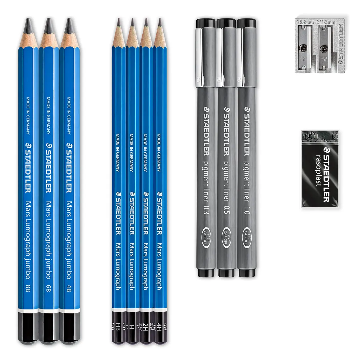 Staedtler Mars Lumograph Art Set | Drawing Kit with Pencils, Pens, Eraser & Sharpener (12 Piece) for Artists & Students - view 2
