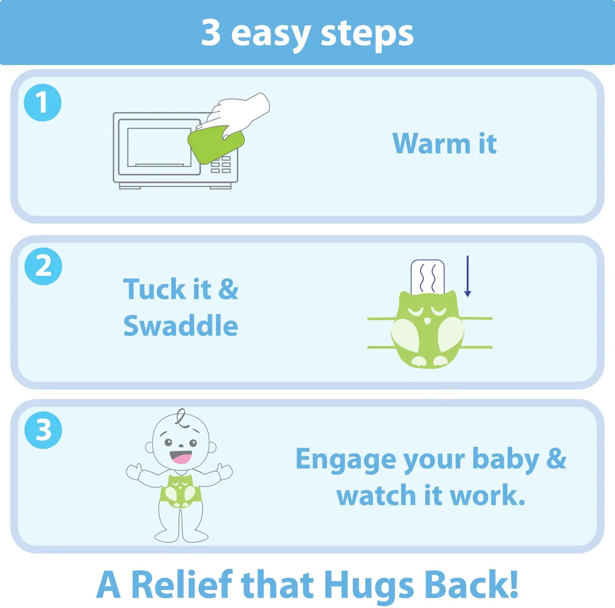 bebon Belly Hugger Infant Gas & Colic Relief Wrap with Heatable Gel Pack | 1 Count - view 5