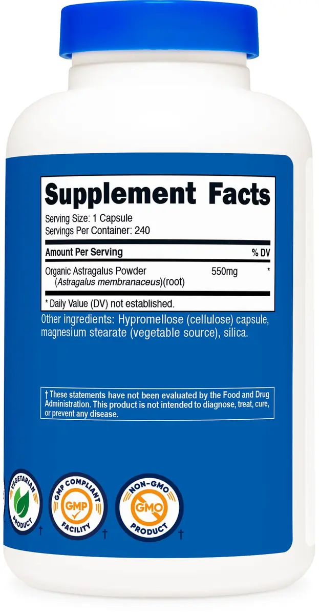 Nutricost Astragalus Capsules 550mg (240 Count, 240 Servings) | Gluten-Free Herbal Supplement for Adults - view 5