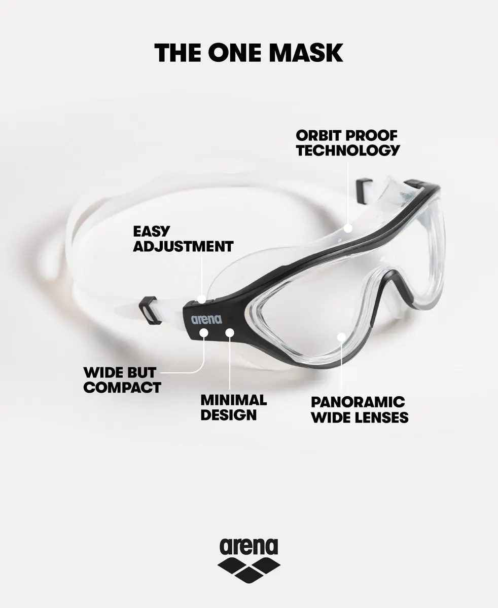 ARENA Unisex The One Swim Mask Large Fit Polycarbonate Non-Mirror Lens Smoke/Black | Comfortable, Crystal-Clear Vision - view 2