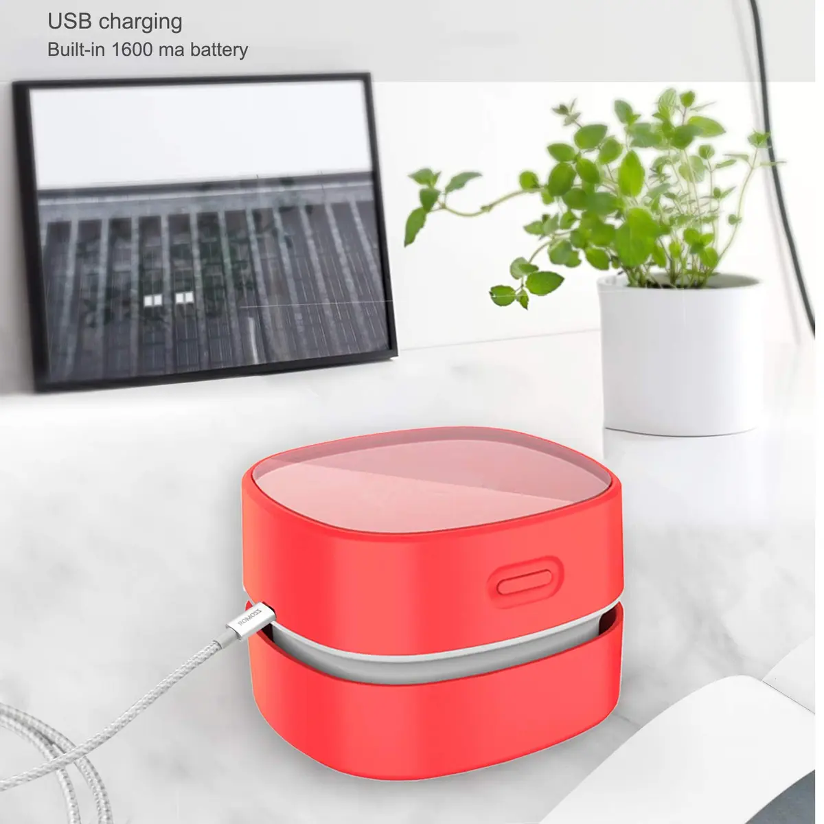 ODISTAR Mini Desktop Vacuum Cleaner Red Charging | Cordless 400 Min Runtime - view 3