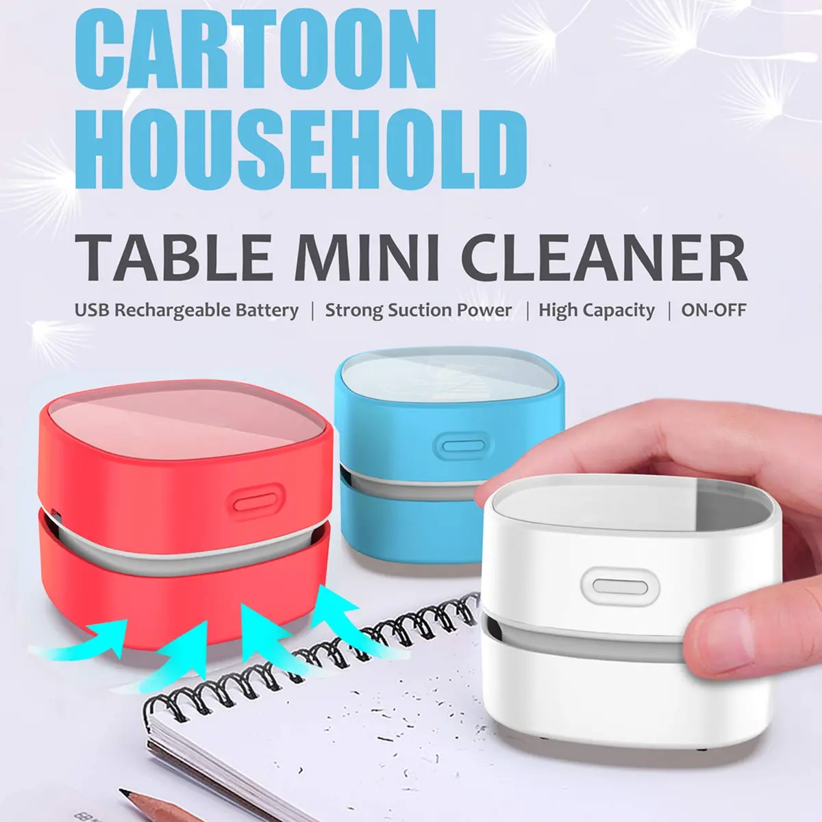 ODISTAR Mini Desktop Vacuum Cleaner Red Charging | Cordless 400 Min Runtime - view 4