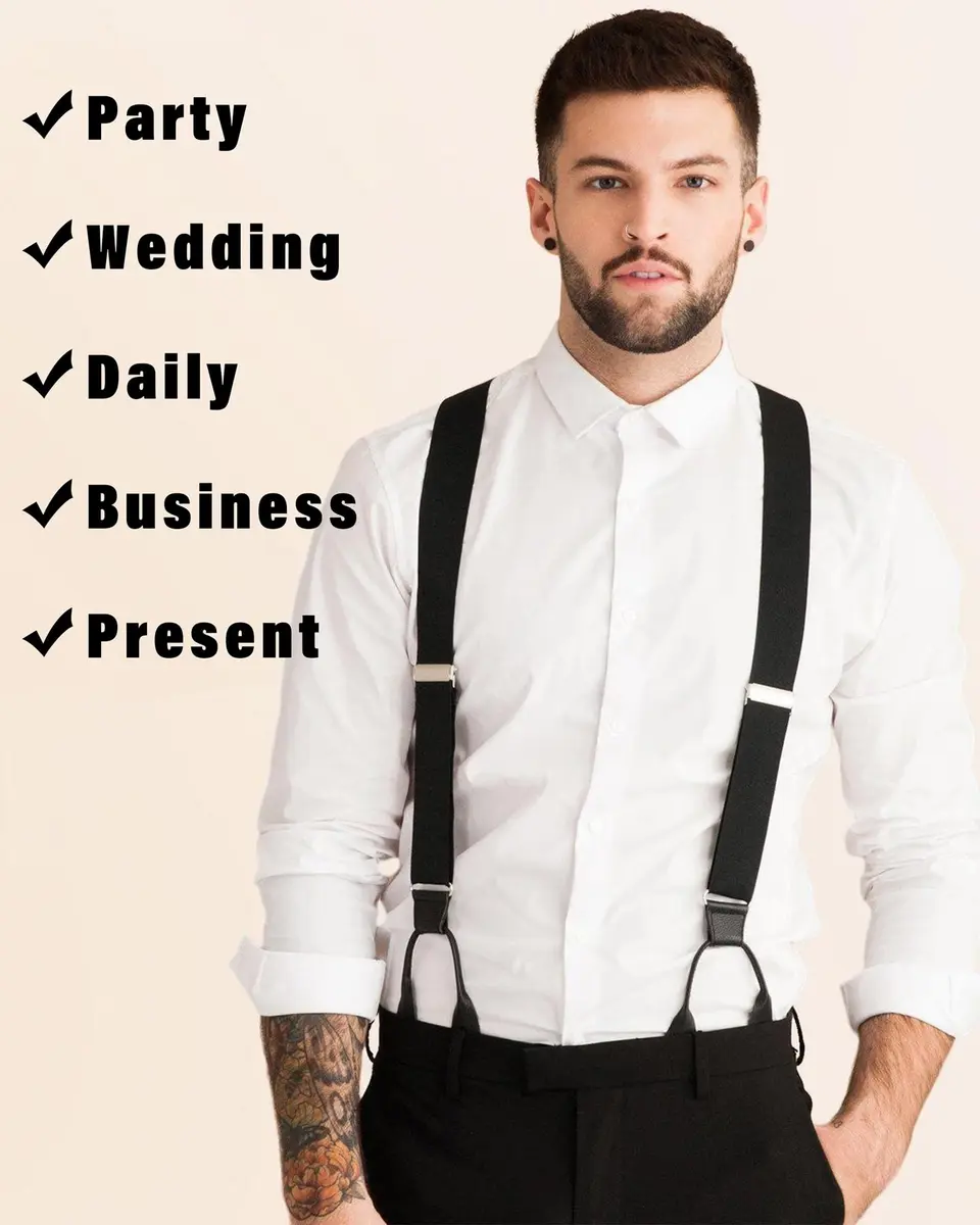 Kajeer Men Button Suspender Adjustable Y-Back Elastic Tuxedo Heavy Duty Suspender | Stylish & Durable - view 5