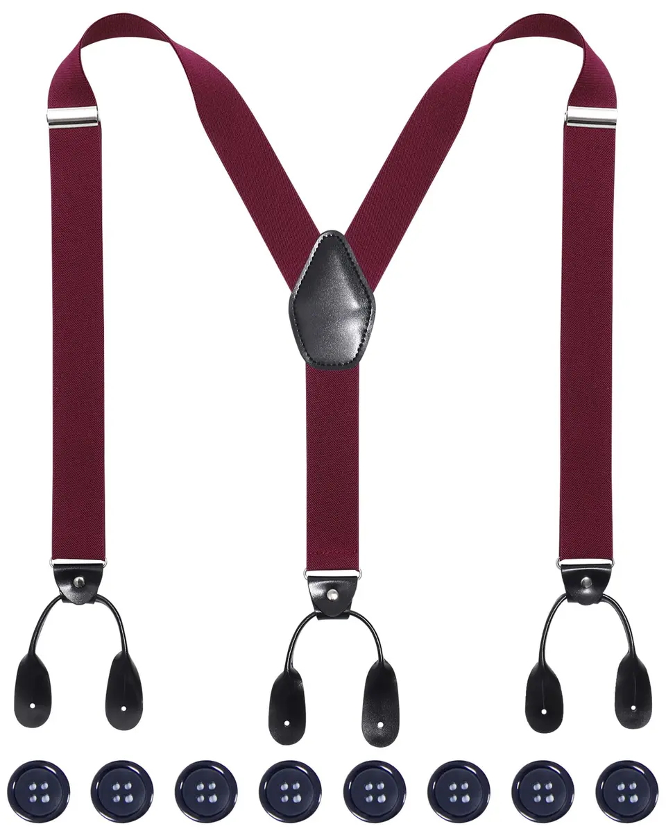 Kajeer Men's Y-Back Elastic Button Suspenders with Leather Ends, Adjustable 110cm (43") | Tuxedo & Casual Wear - main product image