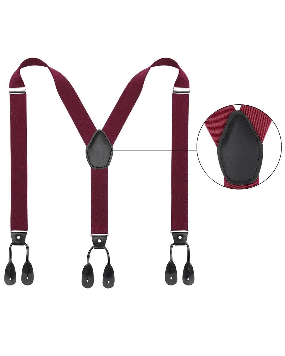 Kajeer Men's Y-Back Elastic Button Suspenders with Leather Ends, Adjustable 110cm (43") | Tuxedo & Casual Wear - view 2