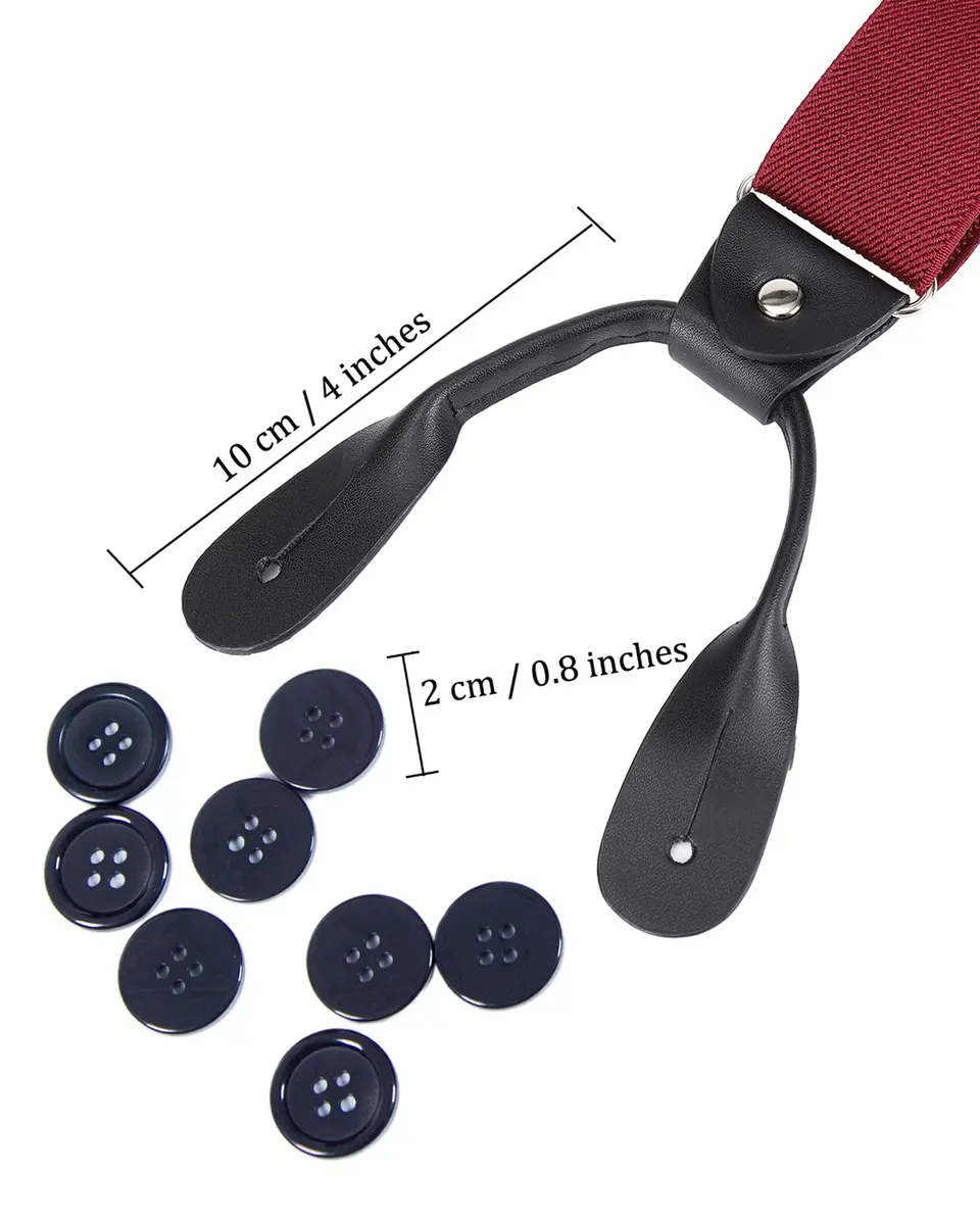 Kajeer Men's Y-Back Elastic Button Suspenders with Leather Ends, Adjustable 110cm (43") | Tuxedo & Casual Wear - view 3