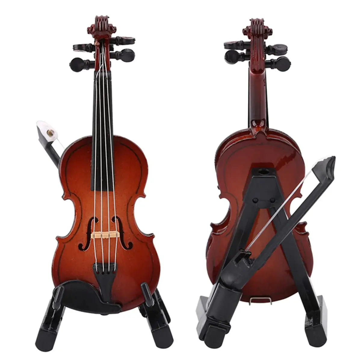HEEPDD Miniature Violin Model 8cm (3.15in) | Wooden Dollhouse Accessory with Bow, Stand, Case | Traditional Music Theme - view 5