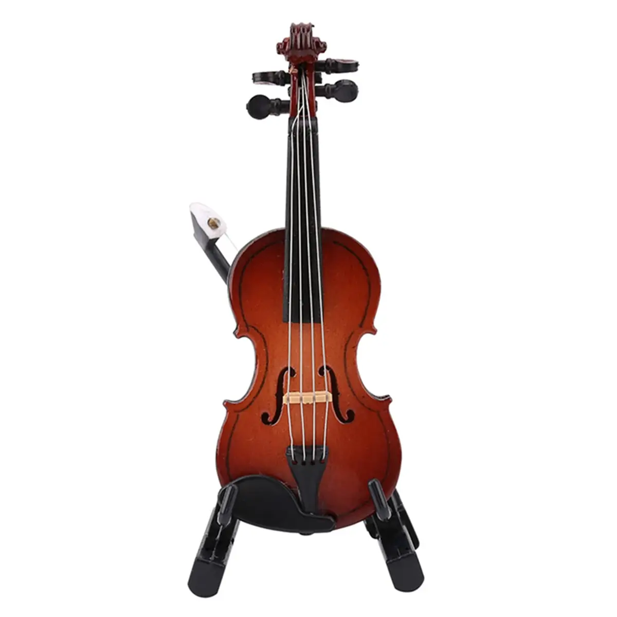 HEEPDD Miniature Violin Model 8cm (3.15in) | Wooden Dollhouse Accessory with Bow, Stand, Case | Traditional Music Theme - view 9