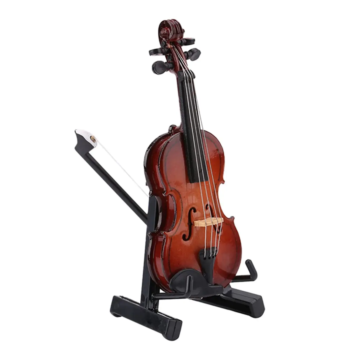 HEEPDD Miniature Violin Model 8cm (3.15in) | Wooden Dollhouse Accessory with Bow, Stand, Case | Traditional Music Theme - view 3