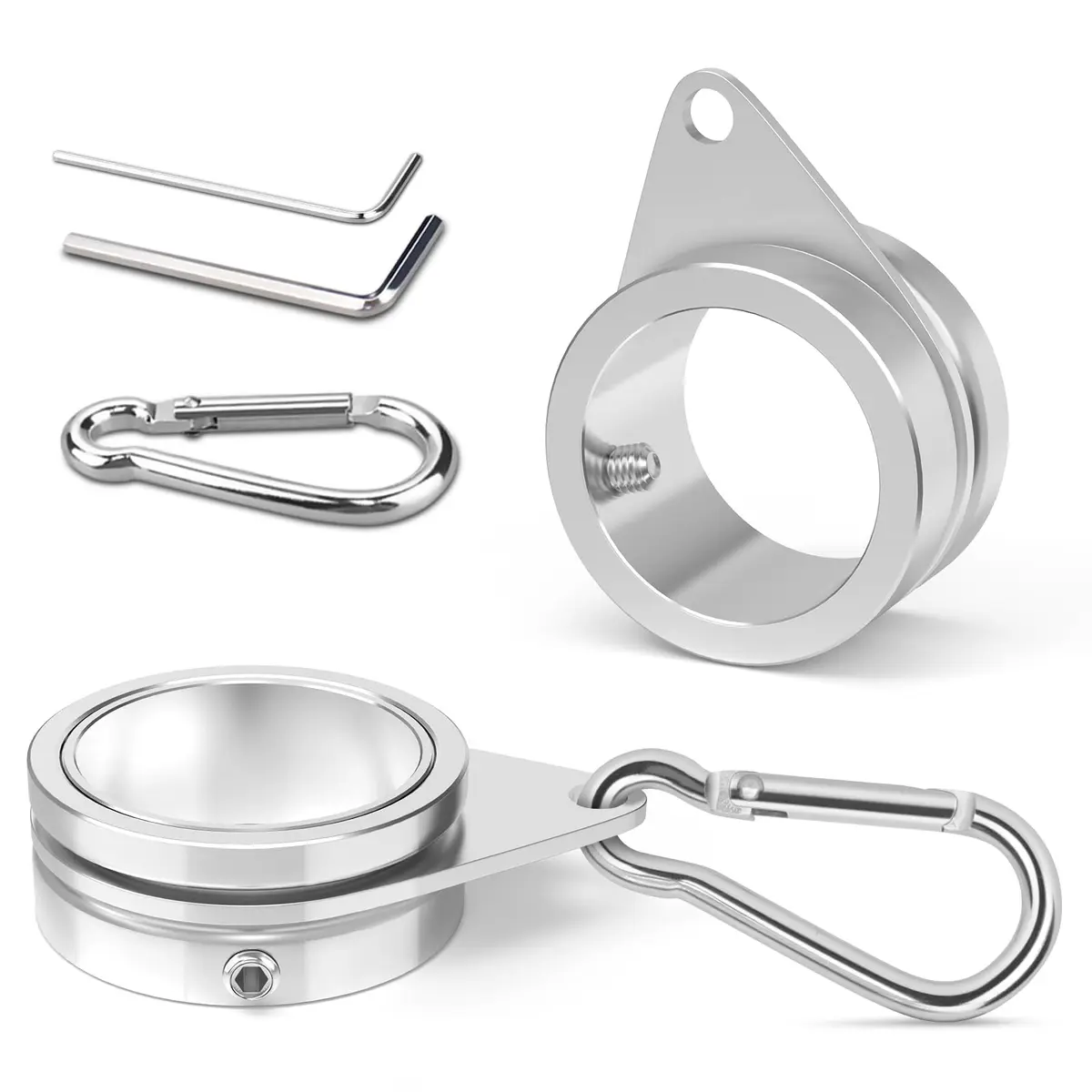 Loretoy 2 Pack Aluminum Alloy Flag Pole Rings 1.27 cm (1.25 Inch) | 360 Degree Rotating Anti-Wrap Design - main product image