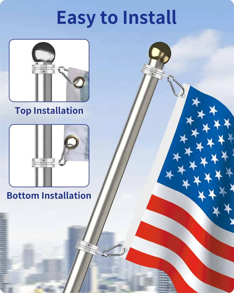 Loretoy 2 Pack Aluminum Alloy Flag Pole Rings 1.27 cm (1.25 Inch) | 360 Degree Rotating Anti-Wrap Design - view 6