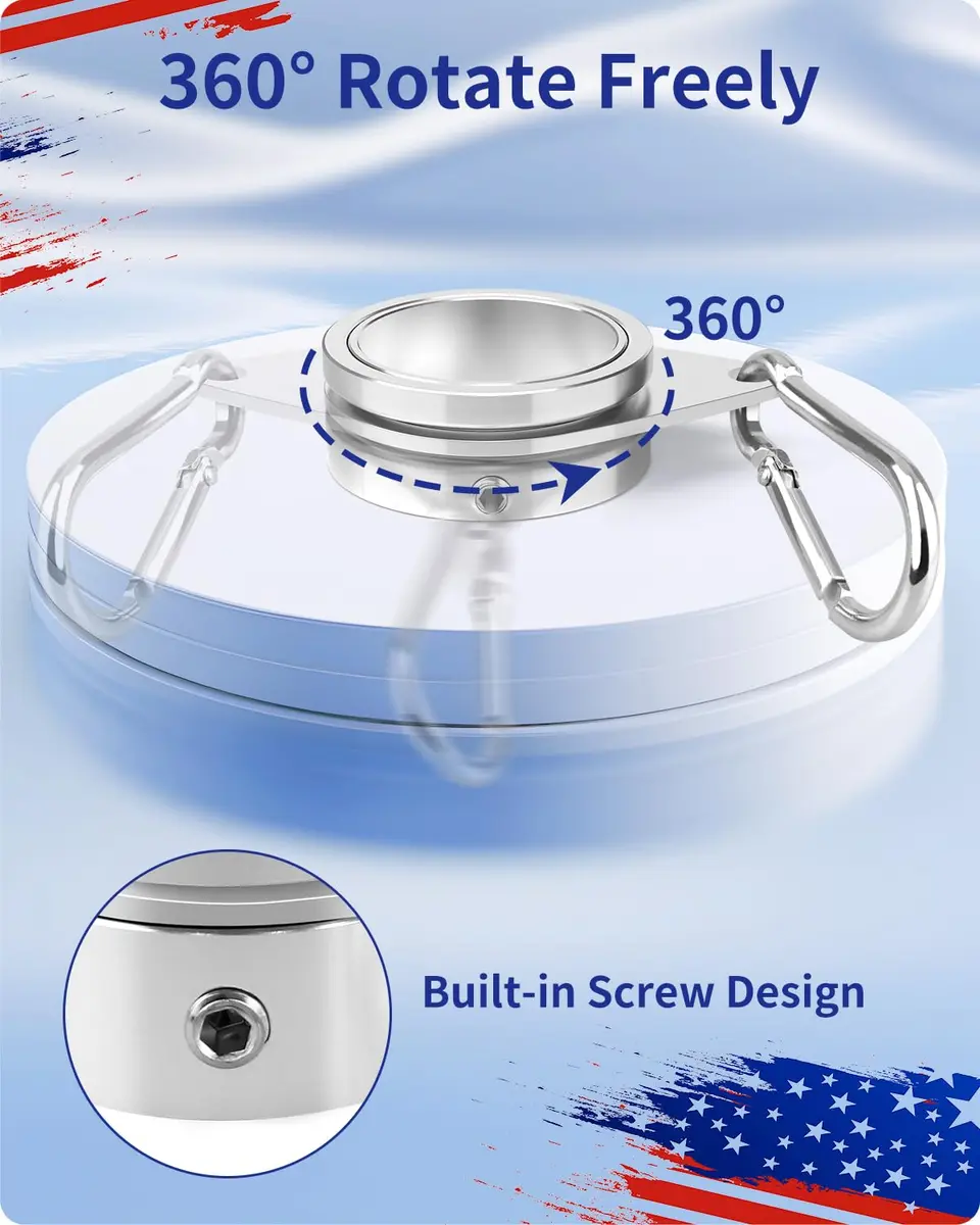Loretoy 2 Pack Aluminum Alloy Flag Pole Rings 1.27 cm (1.25 Inch) | 360 Degree Rotating Anti-Wrap Design - view 3