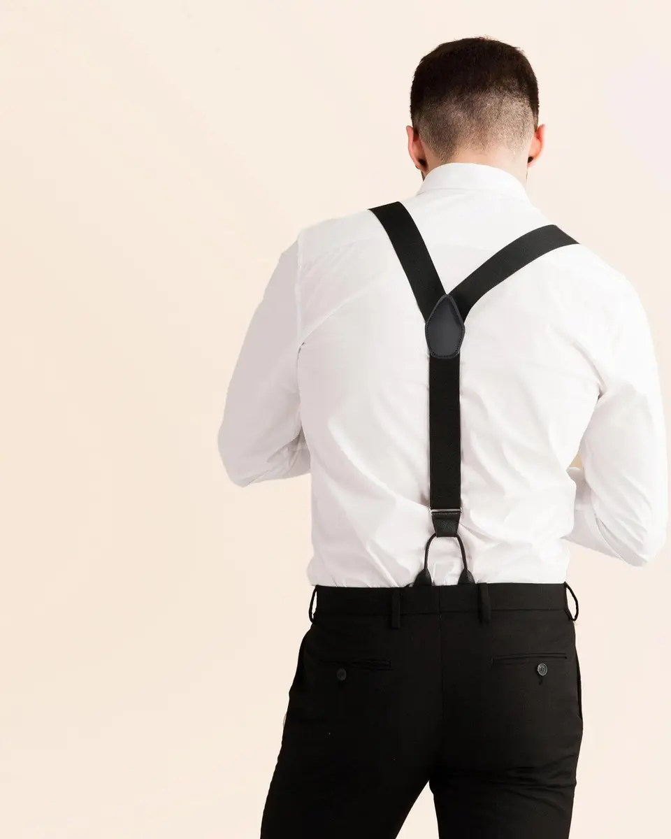 Kajeer Men's Y-Back Button Suspenders - Adjustable Elastic Tuxedo Suspenders (Dark Gray) - view 6