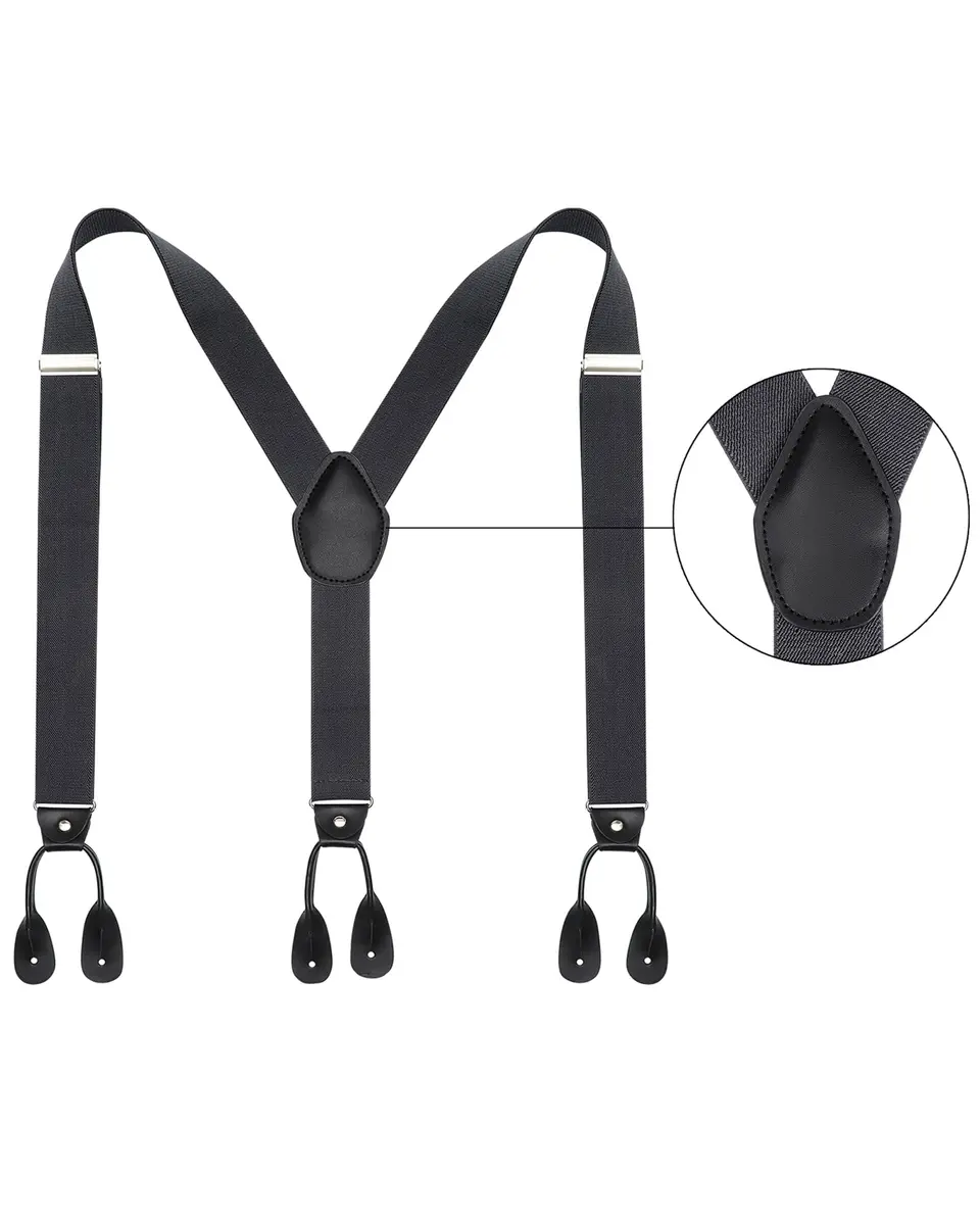 Kajeer Men's Y-Back Button Suspenders - Adjustable Elastic Tuxedo Suspenders (Dark Gray) - view 2