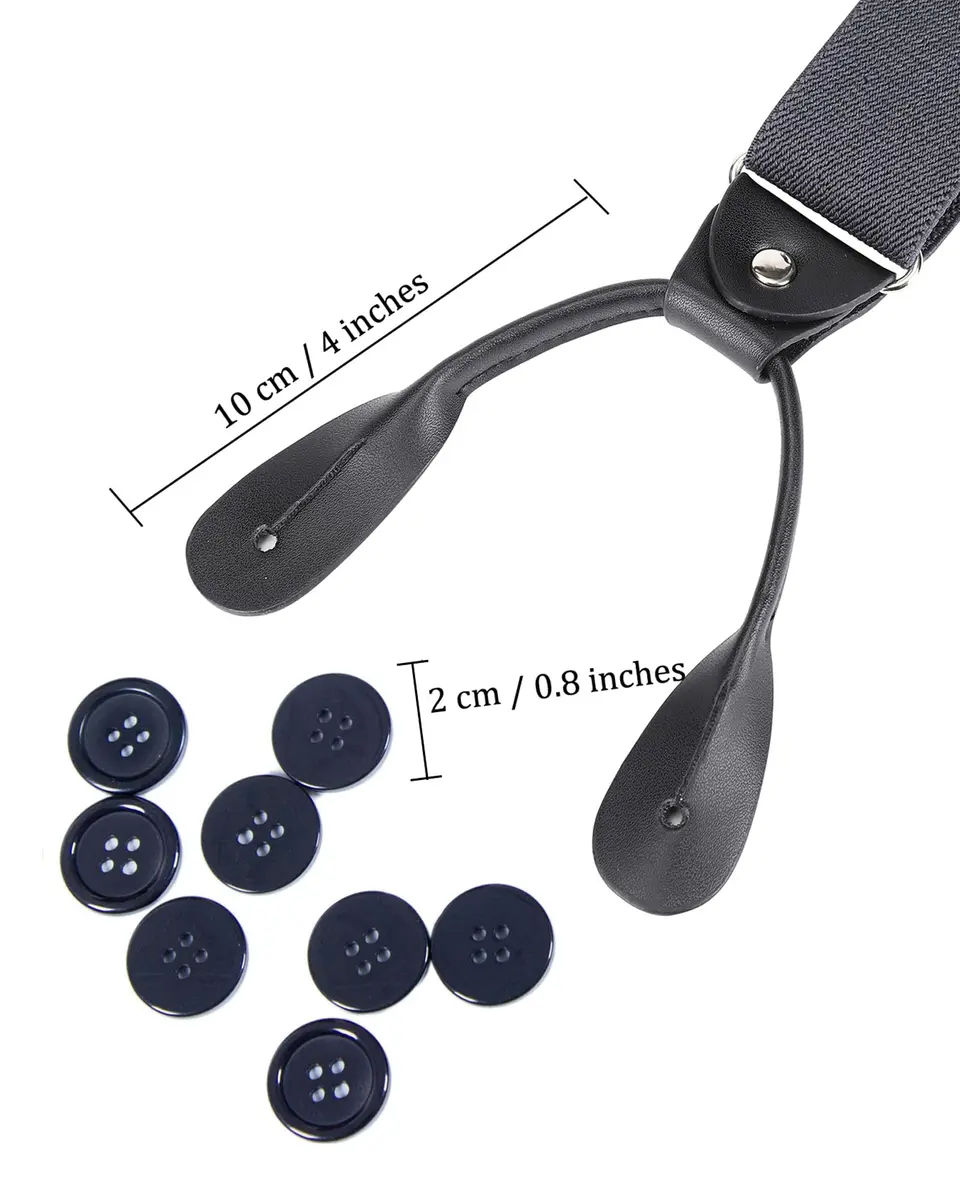 Kajeer Men's Y-Back Button Suspenders - Adjustable Elastic Tuxedo Suspenders (Dark Gray) - view 3
