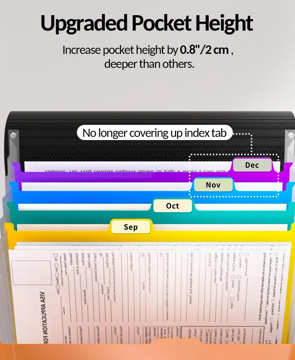 Sooez Accordion File Organizer, 13-Pocket Expanding File Folder Letter Size | Acid-Free Paper for Secure Document Storage - view 3