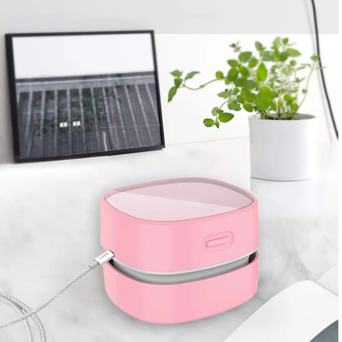 ODISTAR Mini Desktop Vacuum Cleaner Pink | Cordless, Rechargeable, 400 Min Runtime, 1000Pa Suction - view 3