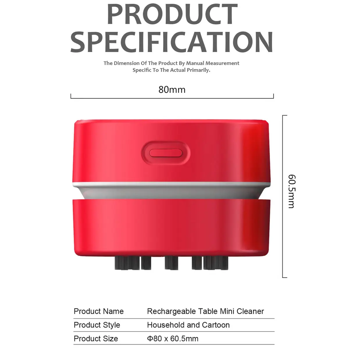 ODISTAR Mini Desktop Vacuum Cleaner Red AA Battery Powered | 4 Hours Runtime, 360° Rotatable Design - view 2