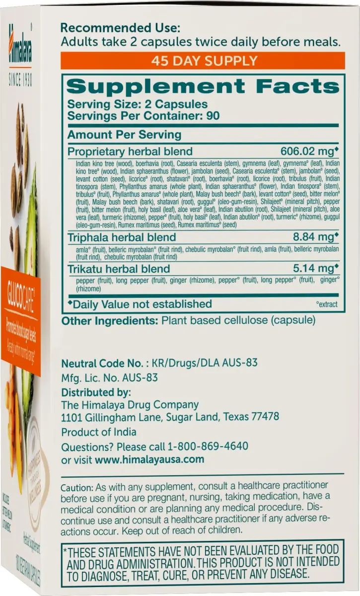 Himalaya GlucoCare Herbal Blood Sugar Support 180 Capsules | Ayurvedic Metabolism & Energy Balance - view 2
