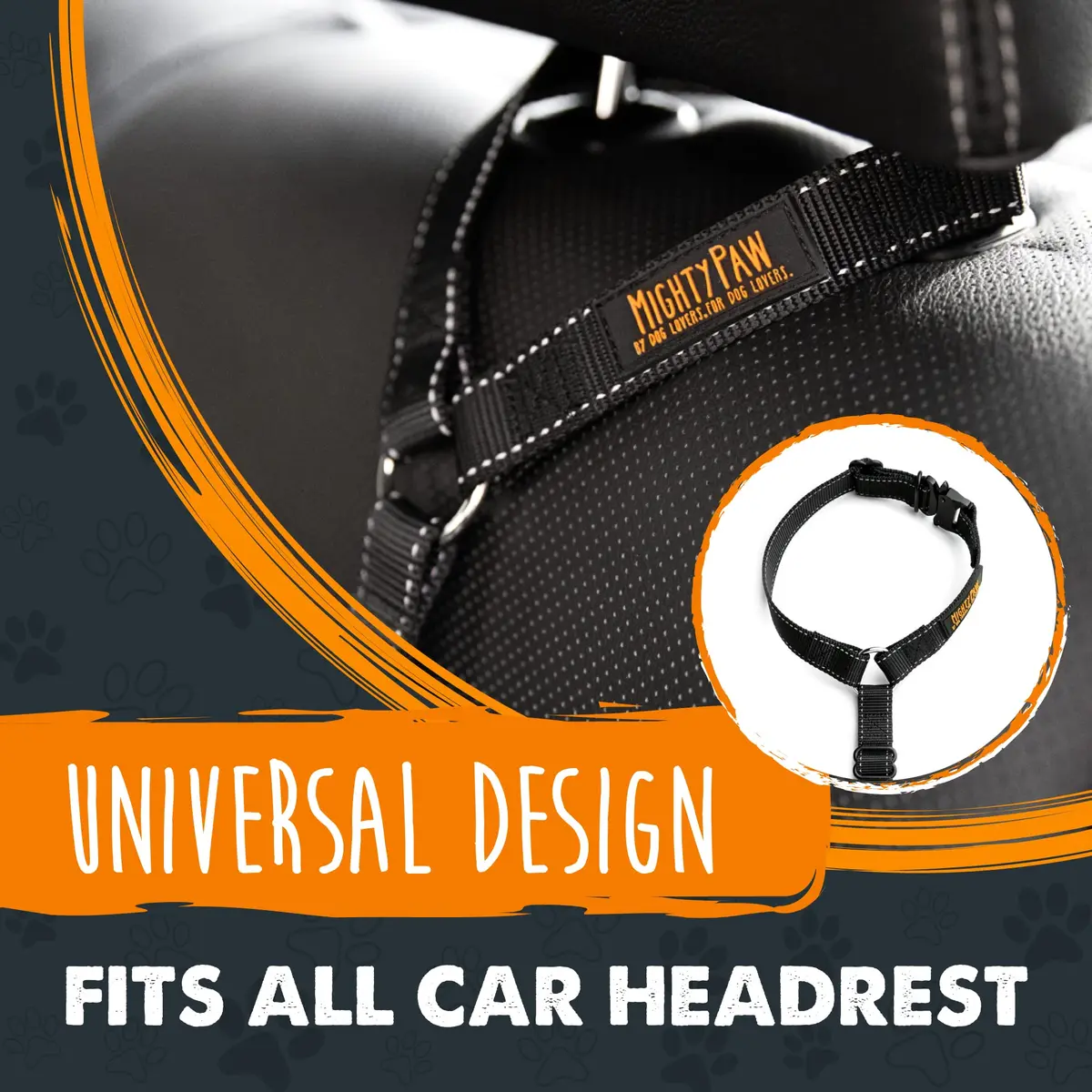 Mighty Paw Dog Seat Belt for Car Headrest | Adjustable Nylon Safety Restraint (70-120 chars) - view 3