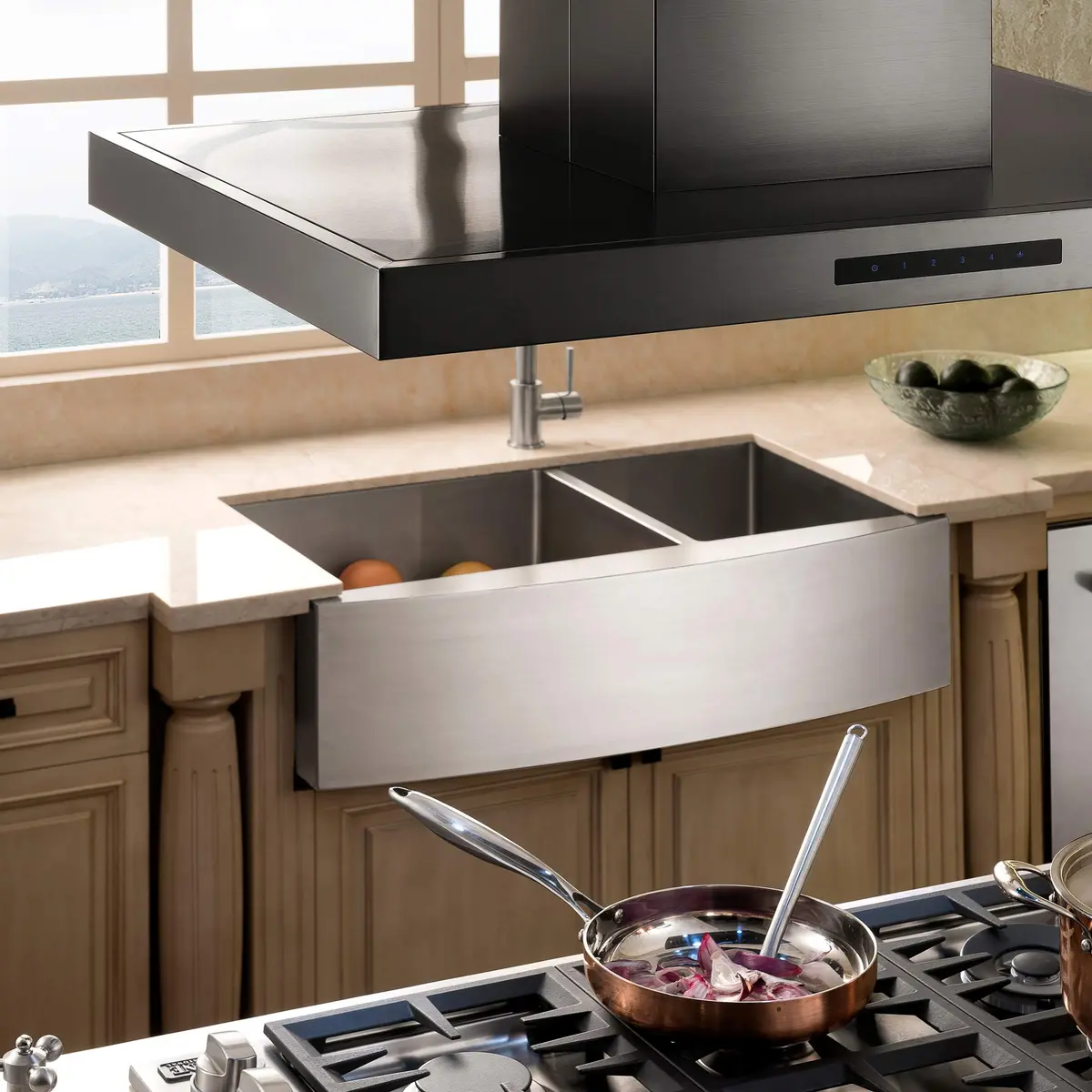 ZLINE Kitchen and Bath 30 in. 400 CFM Convertible Vent Island Range Hood in Black Stainless Steel | Modern Island Mount - view 6