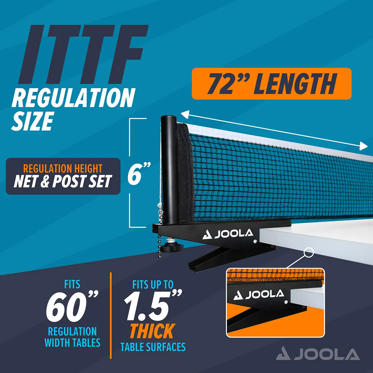 JOOLA Premium Inside Table Tennis Net and Post Set | 72" Regulation Size, Black, Easy Setup - view 5