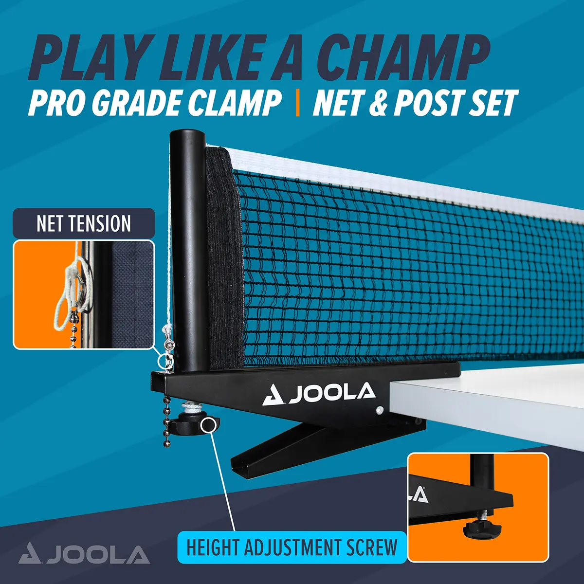 JOOLA Premium Inside Table Tennis Net and Post Set | 72" Regulation Size, Black, Easy Setup - view 2