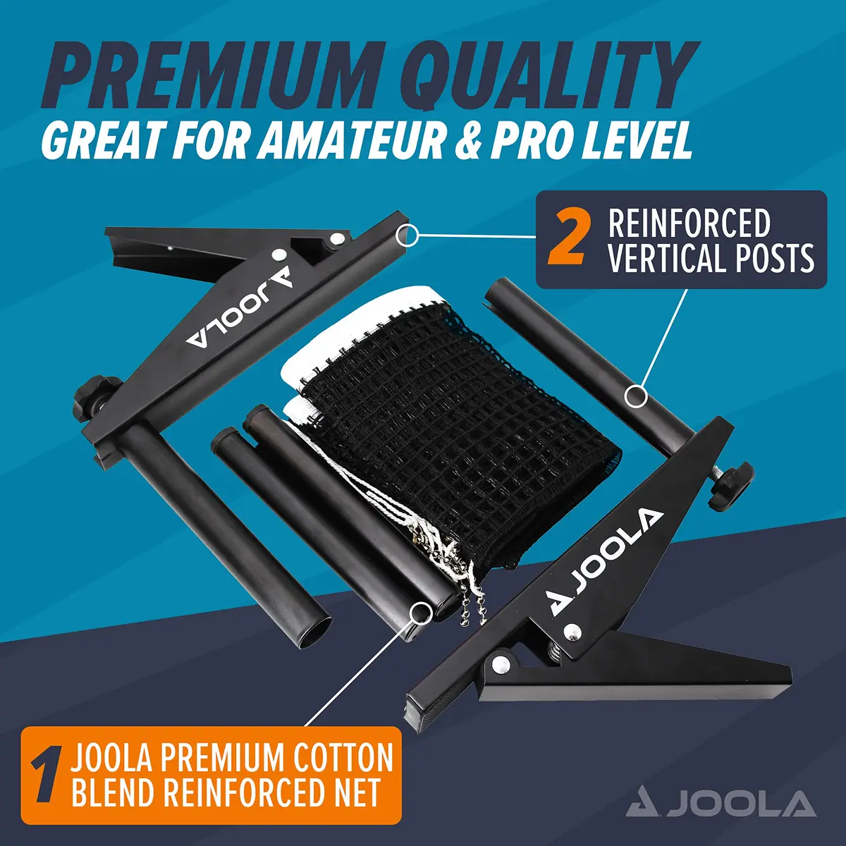 JOOLA Premium Inside Table Tennis Net and Post Set | 72" Regulation Size, Black, Easy Setup - view 4